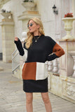 Color Block Round Neck Dropped Shoulder Sweater - Trendsi - Flyclothing LLC