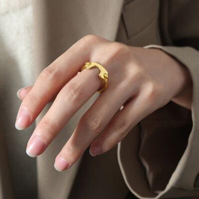 18K Gold-Plated Irregular Open Ring - Trendsi