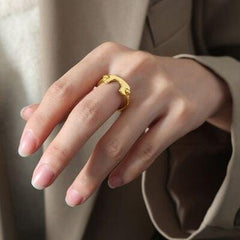 18K Gold-Plated Irregular Open Ring - Trendsi
