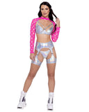 Roma Costume Hologram Garter Belt with Attached Leg Wrap - Roma Costume