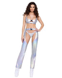 Roma Costume Hologram Crop Top with Buckle Closer - Roma Costume