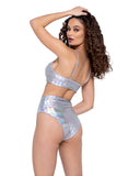 Roma Costume Hologram Crop Top with Buckle Closer - Roma Costume