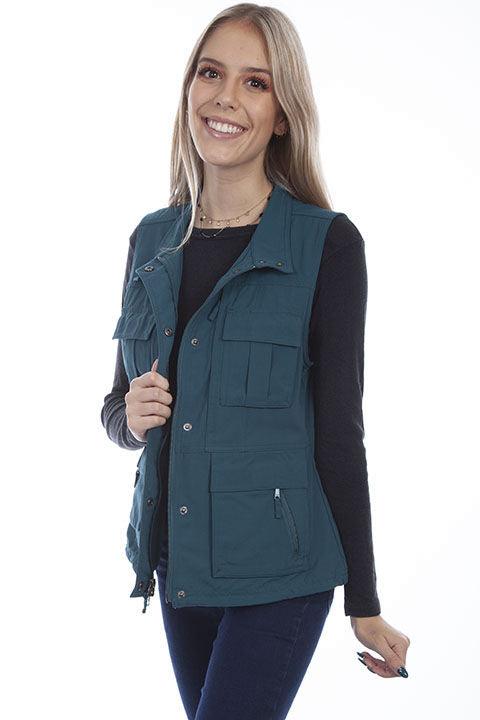 Scully Leather 100% Nylon Deep Teal Women's Multi Pocket Vest - Flyclothing LLC