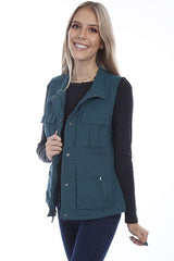 Scully Leather 100% Nylon Deep Teal Women's Multi Pocket Vest - Flyclothing LLC