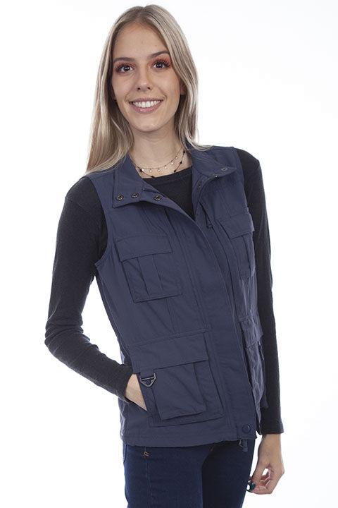 Scully Leather 100% Nylon Indigo Women's Multi Pocket Vest - Flyclothing LLC