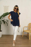 Swiss Dot Round Neck Tiered Blouse - Trendsi - Flyclothing LLC