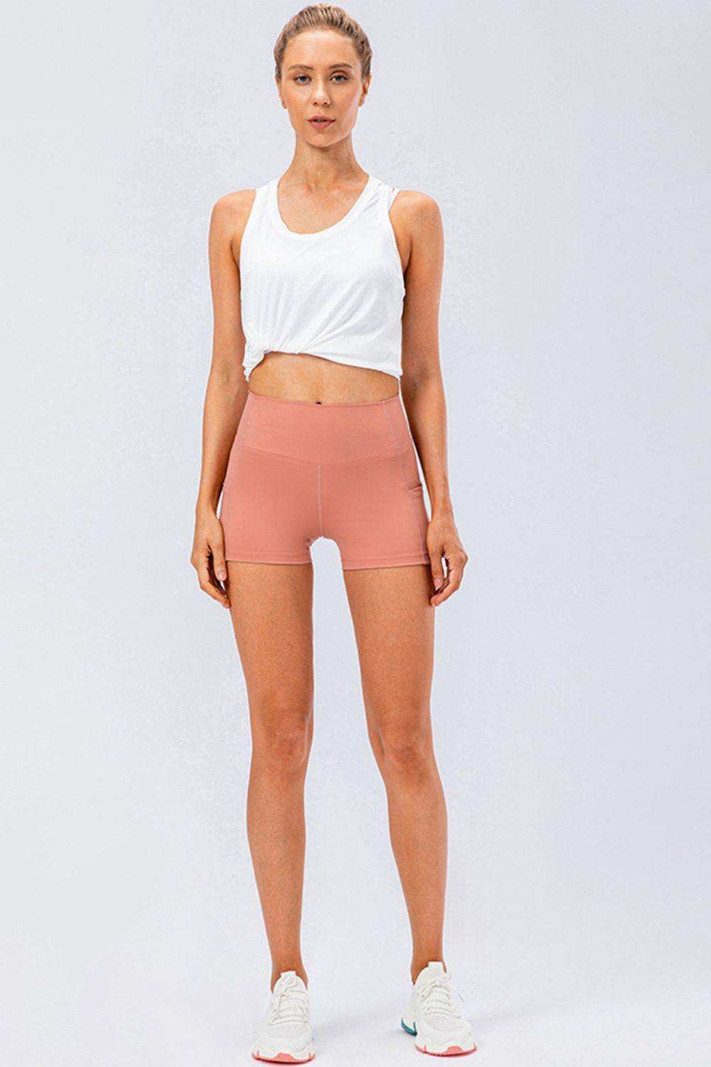 Slim Fit Wide Waistband Sports Shorts - Trendsi - Flyclothing LLC