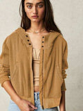 Waffle-Knit Dropped Shoulder Hooded Jacket - Trendsi - Flyclothing LLC