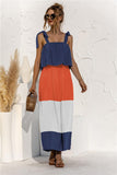 Color Block Tie Shoulder Tiered Sleeveless Dress - Trendsi