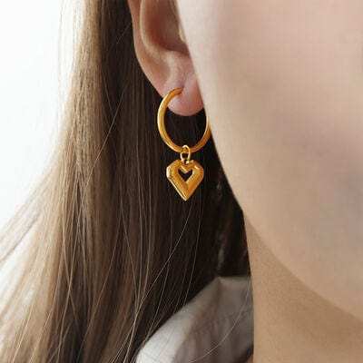 Heart Shape Lapis Lazuli Dangle Earrings - Trendsi - Flyclothing LLC