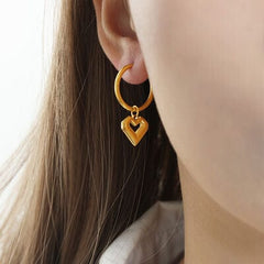 Heart Shape Lapis Lazuli Dangle Earrings - Trendsi