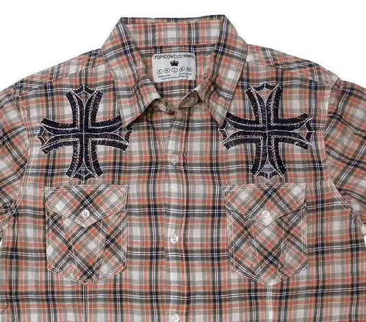 Pop Icon Plaid Cross Shirt - Pop Icon Clothing
