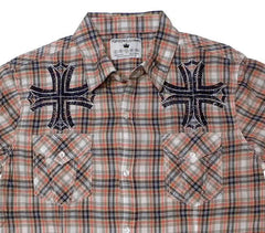 Pop Icon Plaid Cross Shirt - Flyclothing LLC