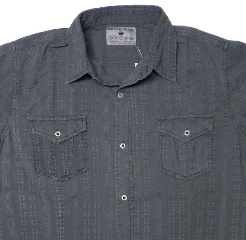 Pop Icon Navy Textured Shirt - Flyclothing LLC