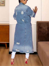 Long Sleeve Raw Hem Denim Jacket - Trendsi - Flyclothing LLC