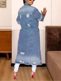 Long Sleeve Raw Hem Denim Jacket - Trendsi - Flyclothing LLC