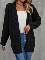 Warm Fall Mixed Knit Open Front Longline Cardigan - Flyclothing LLC