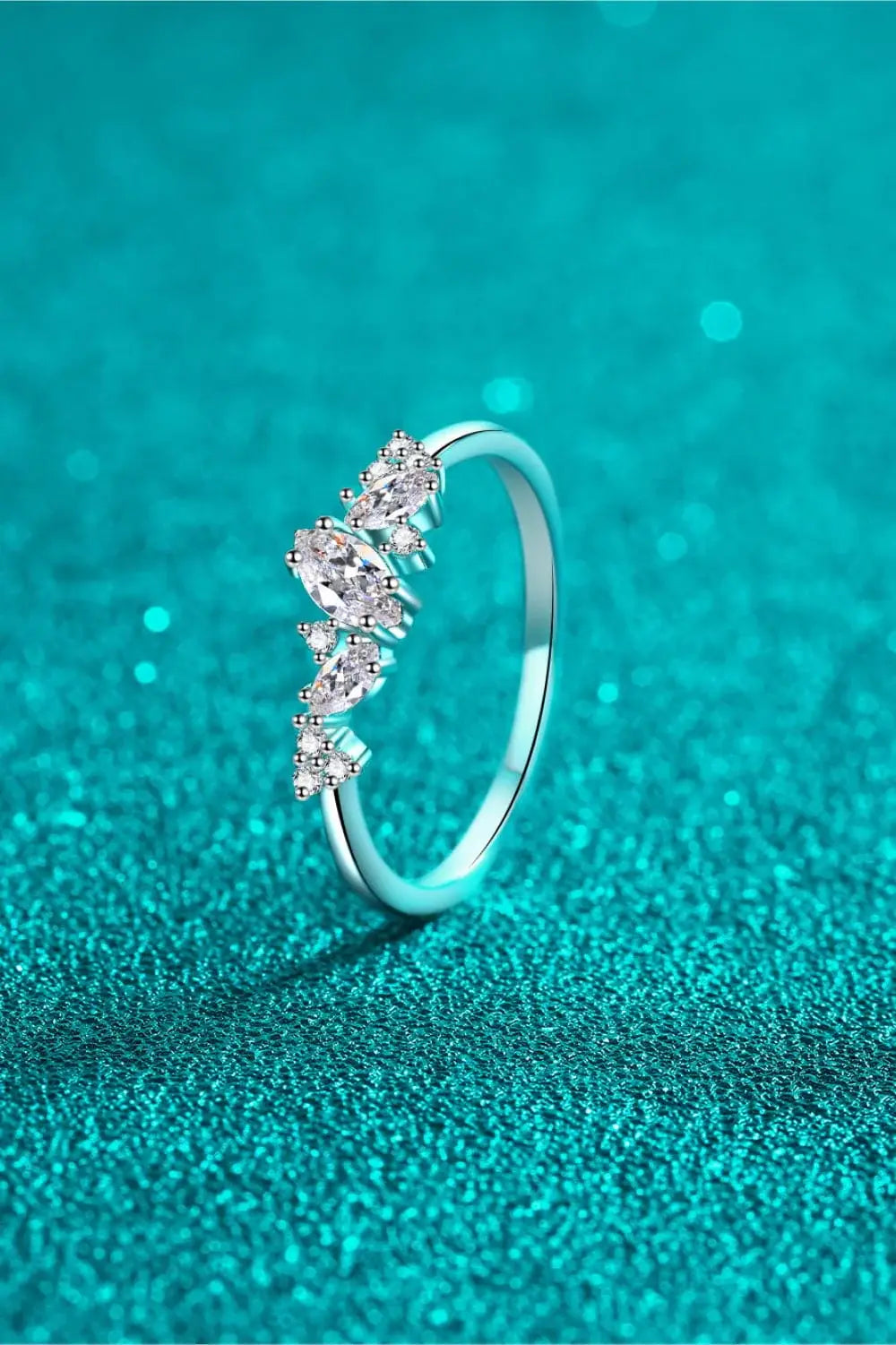Moissanite Rhodium-Plated Ring - Trendsi - Flyclothing LLC