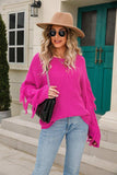 Ribbed Round Neck Fringe Detail Sweater - Trendsi - Flyclothing LLC