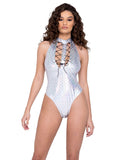 Roma Costume Ring Hologram Lace-Up Romper - Roma Costume