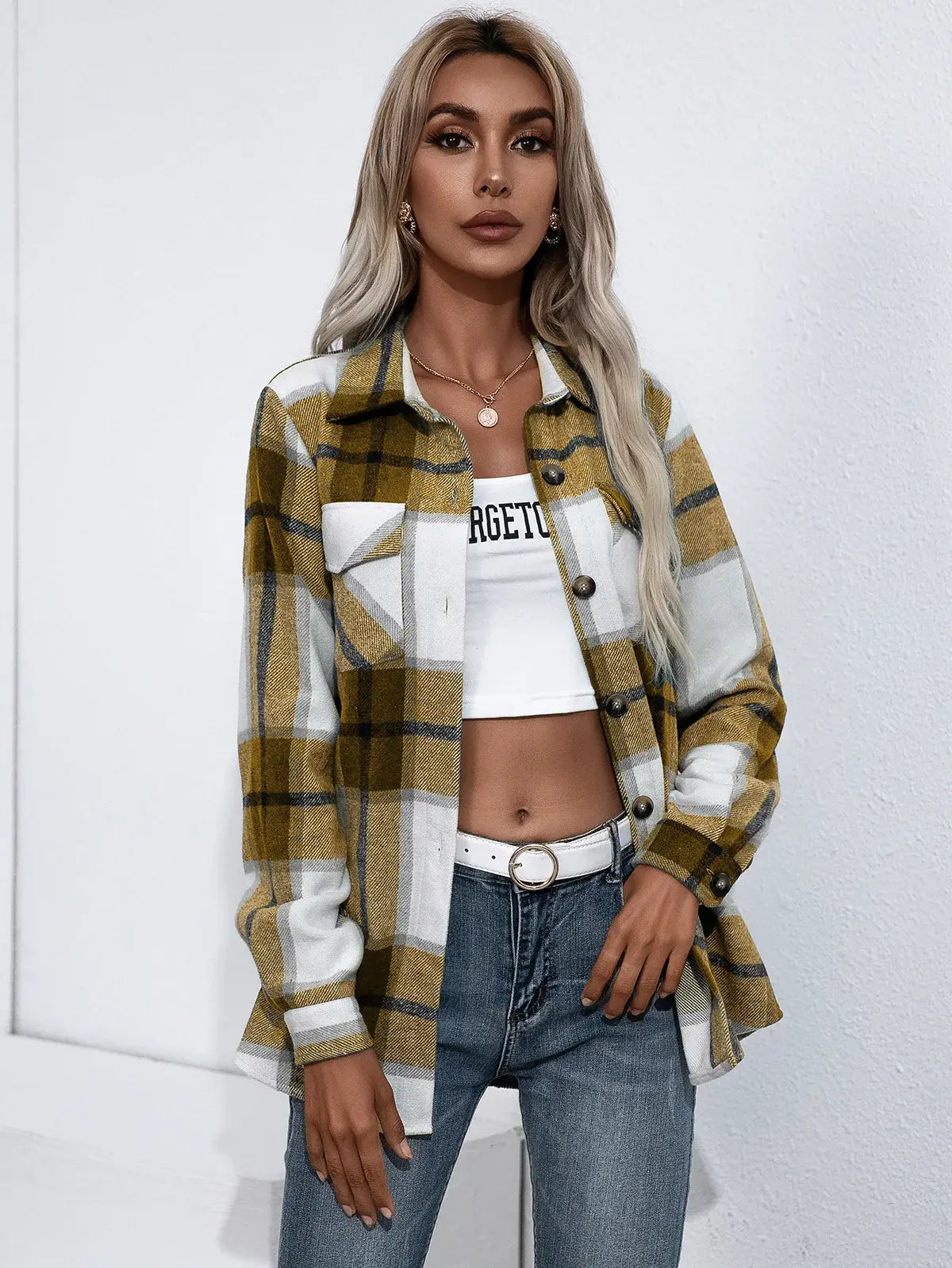 Plaid Button Up Flannel Shirt - Trendsi - Flyclothing LLC