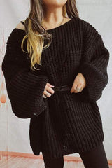 Boat Neck Dropped Shoulder Mini Sweater Dress - Trendsi - Flyclothing LLC