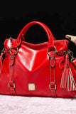 PU Leather Handbag with Tassels - Trendsi - Flyclothing LLC