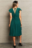 Tied Smocked Waist Flutter Sleeve Dress - Flyclothing LLC