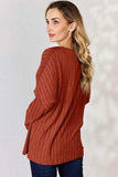 Basic Bae Full Size Ribbed Half Button Long Sleeve T-Shirt - Trendsi - Flyclothing LLC
