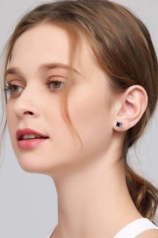 925 Sterling Silver Square Moissanite Stud Earrings - Trendsi - Flyclothing LLC