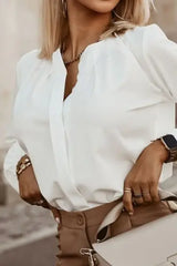 Button Up Round Neck Long Sleeve Shirt - Trendsi - Flyclothing LLC