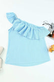 Ruffled One-Shoulder Tank - Trendsi - Flyclothing LLC
