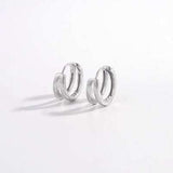 925 Sterling Silver Inlaid Zircon Huggie Earrings - Trendsi - Flyclothing LLC