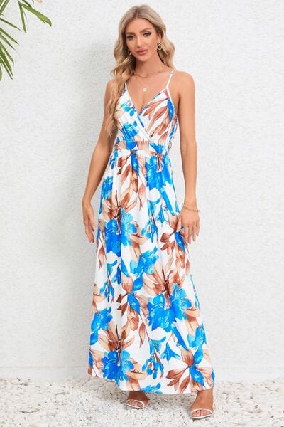 Printed Surplice Maxi Cami Dress - Trendsi