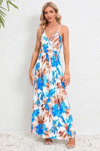Printed Surplice Maxi Cami Dress - Trendsi - Flyclothing LLC