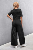 Scoop Neck Half Sleeve Wide Leg Jumpsuit - Trendsi - Flyclothing LLC