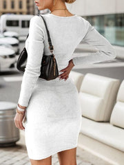 Cutout Long Sleeve Wrap Dress - Trendsi