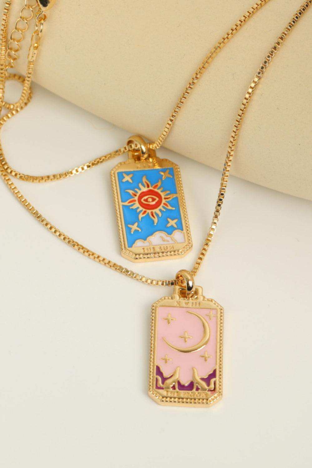 Tarot Card Pendant Copper Necklace - Trendsi - Flyclothing LLC