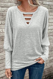 Cutout Round Neck Long Sleeve T-Shirt - Trendsi
