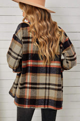 Plaid Pocketed Button Down Shacket - Trendsi - Flyclothing LLC