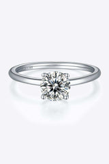 1 Carat Moissanite 925 Sterling Silver Solitaire Ring - Trendsi - Flyclothing LLC
