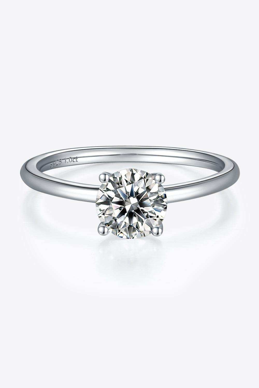 1 Carat Moissanite 925 Sterling Silver Solitaire Ring - Trendsi - Flyclothing LLC