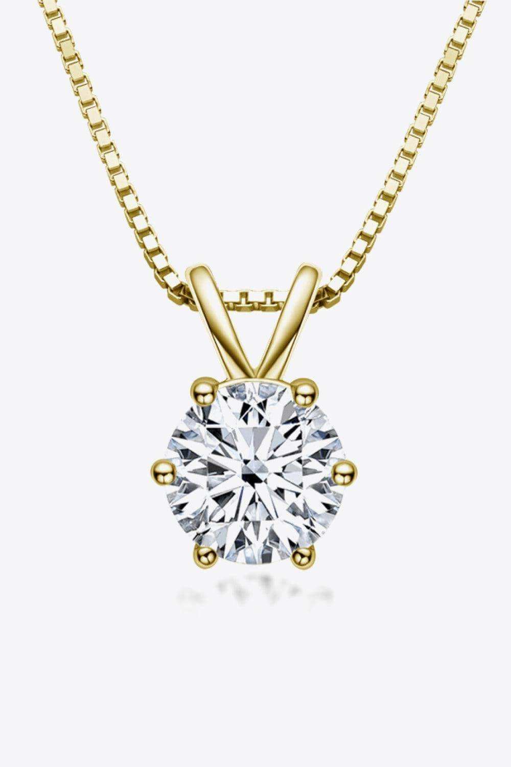 925 Sterling Silver 1 Carat Moissanite Pendant Necklace - Trendsi - Flyclothing LLC