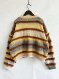 Striped Round Neck Long Sleeve Sweater - Trendsi - Flyclothing LLC