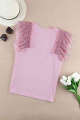 Sequin Round Neck Tank - Trendsi - Flyclothing LLC