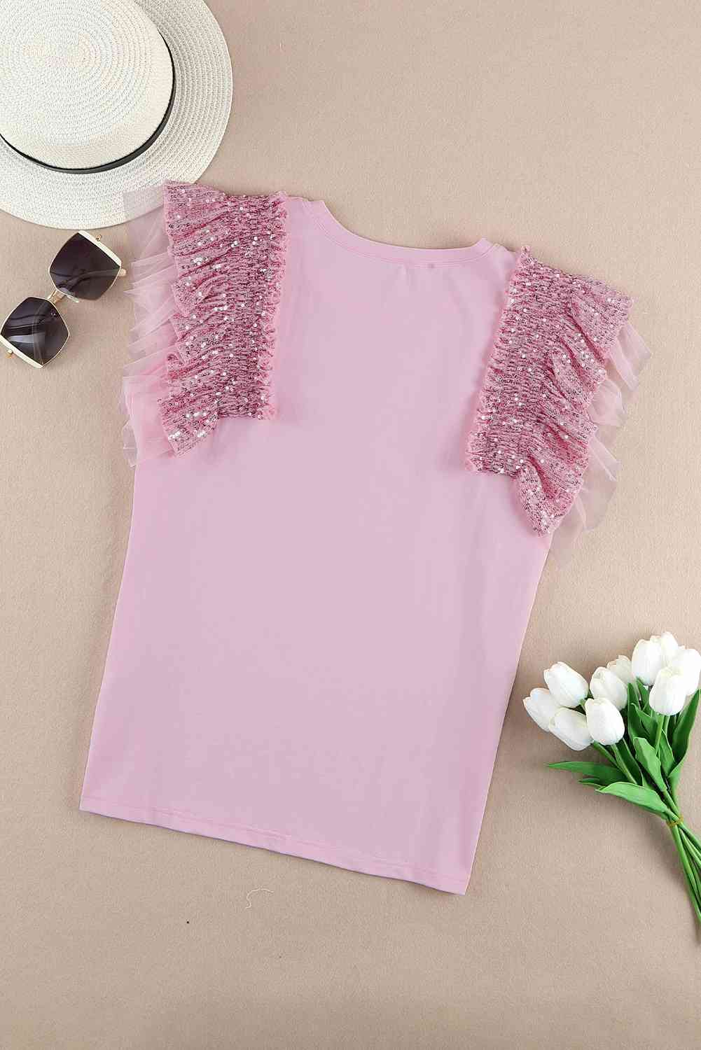 Sequin Round Neck Tank - Trendsi - Flyclothing LLC