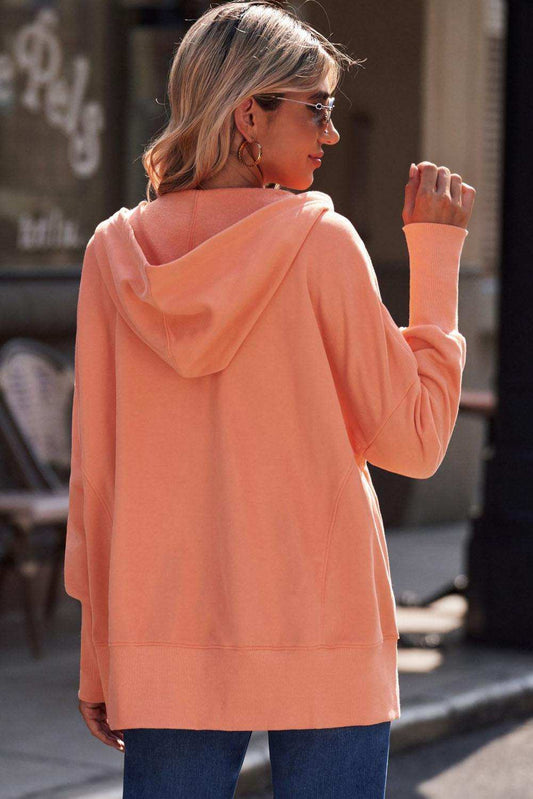 Quarter-Snap Dropped Shoulder Hoodie - Trendsi - Flyclothing LLC