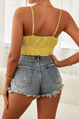 Polka Dot Tied Frill Trim Cami - Trendsi - Flyclothing LLC