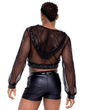 Roma Costume Cropped Fishnet Hoodie - Roma Costume