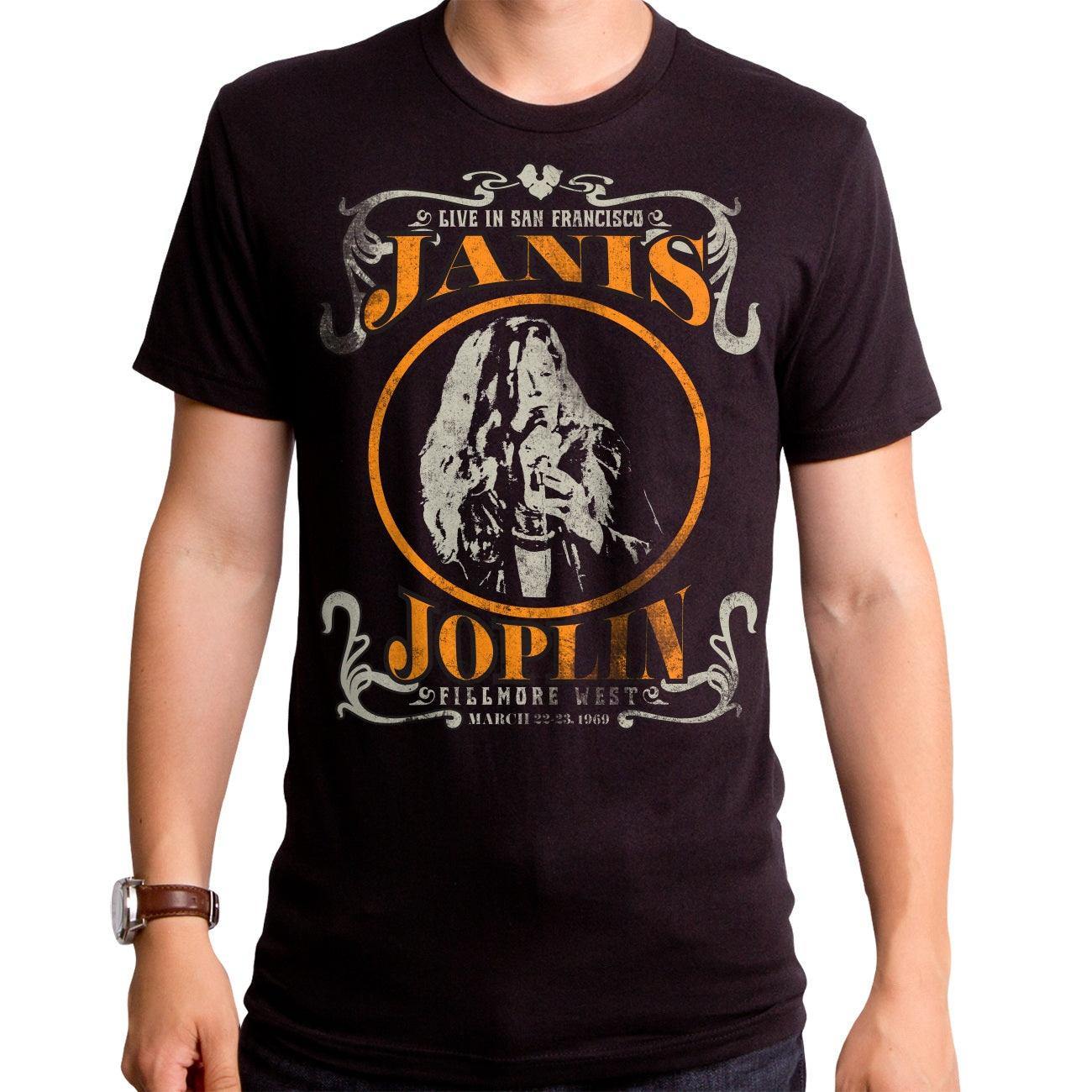 JANIS JOPLIN LIVE BLACK S/S MEN'S CREW - Janis Joplin